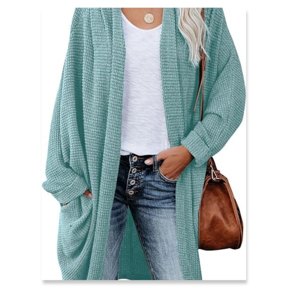 NWT CYAN WAFFLE KNIT CHUNKY CARDIGAN
